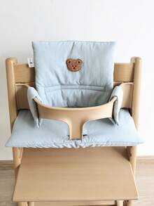 Almofada para cadeira alta de bebê com estampa de ursinho fofo (1 unidade), macia e agradável à pele, antiderrapante, removível e lavável, compatível com diversos modelos de cadeiras altas.