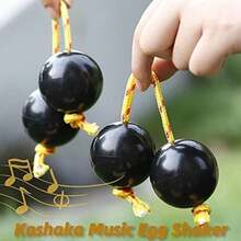 Aslatuas Rhythmic Ball Kashaka Instrument, Two Pair ABS Kashaka Music Egg Shakers, Double Gourd, Easy To Play For Adults And Teenagers At Parties, Shows (Black) - màu đen - Xem 6