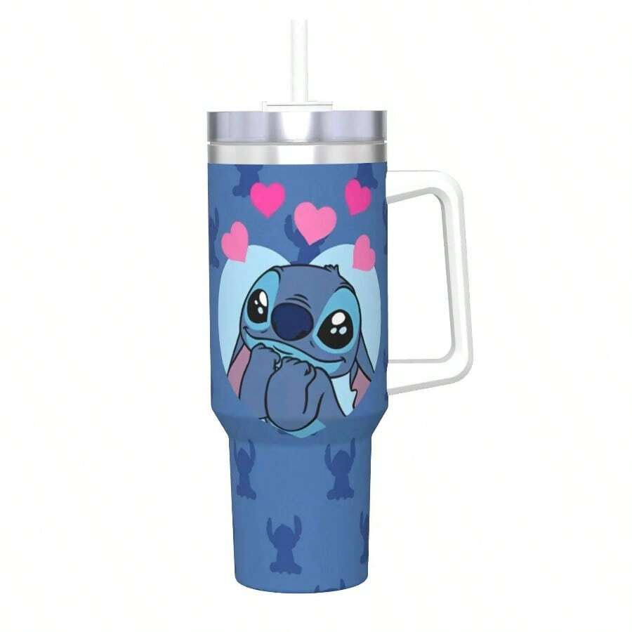 Lilo Stitchs Insulated Tumbler With Straws Lid Cartoon Vacuum Thermal Mug Double Wall Hot Cold Drinks Cup, 40oz - 14 + 均碼 - 查看 1