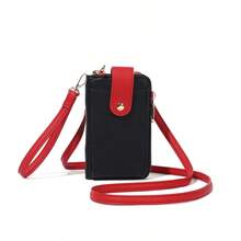 Women's Phone Crossbody Bag With Key Holder & Transparent Window, Multi-Function Anti-Theft Purse With Adjustable Strap For Daily Use​ - BLACK/RED - View 7