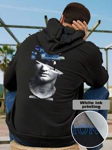 定制男士秋冬连帽衫，返校季，休闲，宽松，户外，万圣节，上传您的照片、集体照、宠物照，添加您自己的定制文字和个人信息。男士T恤，休闲装，高品质男士连帽衫，基本款，适合男朋友、家人、朋友生日，黑色上衣，节日礼物，男士礼物 - 黑色 - 查看 2