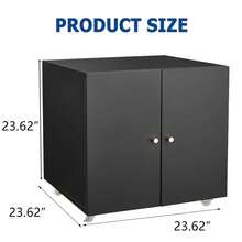 23.6 Pulgadas Negro Soporte Móvil para Mini Nevera con 4 Ruedas, 2 Puertas y Estante de Almacenamiento para Dormitorio y Oficina - Negro - Ver 5