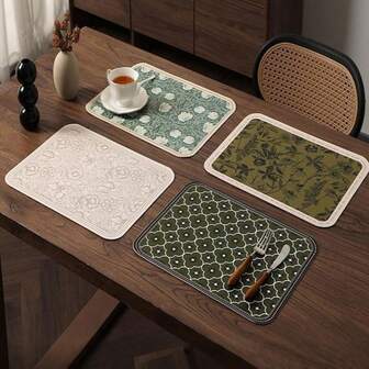 Ins Style Solid Color Leather Placemats, Waterproof And Oil-Resistant, Suitable For Home And Hotel, 0.8mm Thick Heat-Insulating Mats