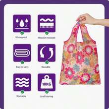 1/2pcs Reusable Gift Bags With Handles - Durable & Compact, Washable, Animal Holiday Patterns, Suitable For Women Travel And Food Shopping - Multicolor - View 8