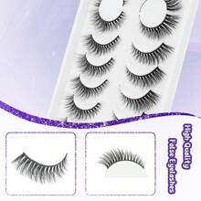 7對 15mm 仿貂毛 纖細 3D 蓬鬆貓眼假睫毛 - 黑色 - 查看 3