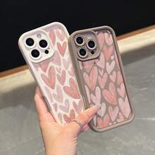 La carcasa del teléfono anti - caída simple y de moda adopta un patrón de corazón y es adecuada para iPhone 17, 16, 15, 14, 13, 12, 11 Pro / air / xR / XS y samsungs25 / S24 / S23 / S22 / Fe / plus, hecha de material tpu, que proporciona protección de amortiguación. Regalos para amigos y San valentín. - Negro - Ver 5