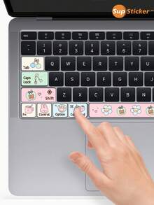 SUPSTICKER 1 片，尺寸：4.01*4.72 英寸，可爱卡通动物元素图案局部键盘装饰贴纸，适用于 13.3 英寸 Macbook Air 键盘，自粘乙烯基材质，可撕除并重复使用，美化并保护笔记本电脑键盘 - 彩色 - 查看 8