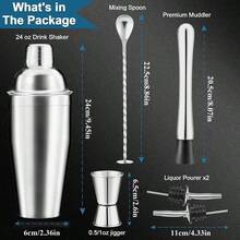 Cocktail Shaker Bar Set, Professional Margarita Mixer Drink Shaker And Measuring Jigger Amp Mixing Spoon Set, Ma... - Silver - View 2