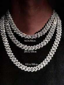 1pc Women's All-Match Versatile Super Shiny Punk Hip Hop Layered Chain Necklace, Multi-Size - New Cuban Necklace - View 20