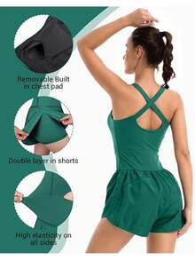 1 Pc Womens Running Workout Rompers One Piece Outfits Exercise Jumpsuits Sleeveless Athletic Tennis Romper Gym Yoga Clothes Women's Shorts,Womens Casual Shorts,Ladies Shorts,Women's Summer Shorts Women's High Waisted Shorts,Women's Casual Stretch Shorts,Women's Denim Shorts,Women's Linen Shorts,Women's Biker Shorts,Women's Athletic Shorts,Women's Flowy Shorts Valentine's Day Shorts For Women,Valentine's Day Women's Shorts,Valentine's Day Casual Shorts For Women,Women's Shorts For Valentine's Day Valentine's Day Clothes Valentine's Day Gift - Màu xanh lá cây đậm - Xem 4