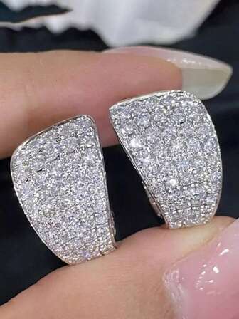 1 Pair Teen Luxury Cubic Zirconia Drop Earrings For Girls For Daily Decoration For Party Jewelry Birthday Gift