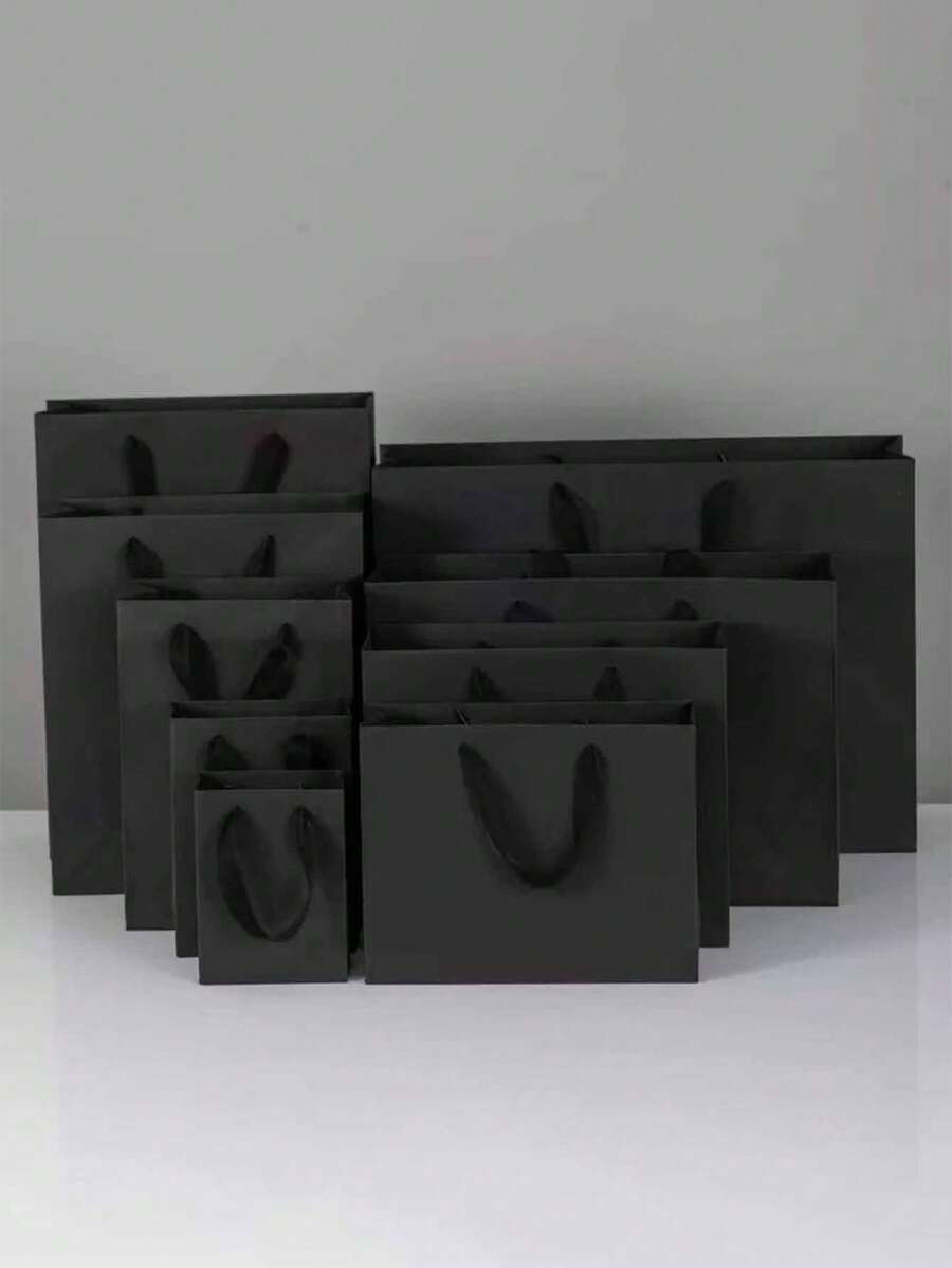 10 túi quà bằng giấy Kraft có quai xách, 4 kích cỡ - màu đen - Xem 1