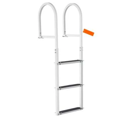 3-Step Removable Aluminum Alloy Dock Ladder - 227 Kg Capacity, Nonslip Rubber Mat, 7.9 Cm Wide Steps, Easy Install For Marine, Ship, Lake & Pool Boarding