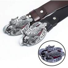 Vintage Gothic Style Eagle Buckle Men's Versatile Personalized Belt Buckle Accessory, Streetwear Casual Subculture Belt Buckle - Red Glazed Riding Eagle - View 1