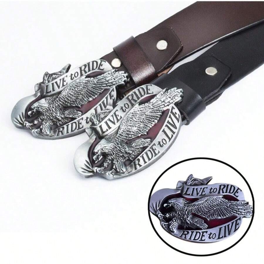 Vintage Gothic Style Eagle Buckle Men's Versatile Personalized Belt Buckle Accessory, Streetwear Casual Subculture Belt Buckle - Red Glazed Riding Eagle - View 1