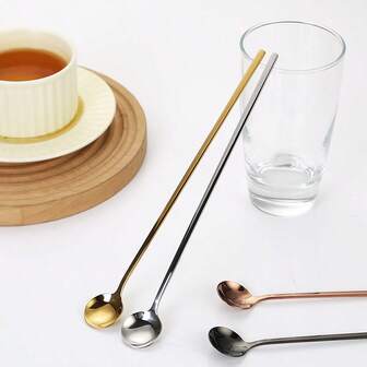 2 st 24 cm/9,45 tum rostfritt stål med långt skaft för kaffe och honung