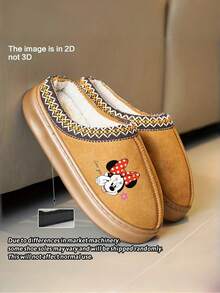 Mickey Ears Plush Slippers - Official Mickey & Minnie Mouse Design, Soft Plush Indoor House Shoes With EVA Sole, Non-Slip Casual Home Slippers For Men Women, All-Season Cozy Warmth - Multicolor - View 10