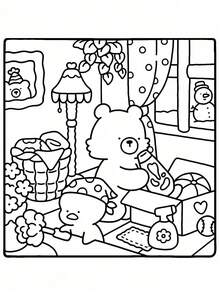 1 Piece Comfortable And Cozy Coloring Book [Cute] Children's Doodle Painting Book, Containing Various Cute Animal Patterns, Montessori Painting Toy, Creative Gift. Easy-To-Color Line Coloring Book, Containing Plant Patterns, Adult Coloring Book [12-Color Marker Set] Gift For Friends, Couples And Family, Back-To-School Supplies - Multicolor - View 6