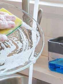 Dispensador de Jabón Cocina con Soporte de Esponja 2 en 1,Dispensador Jabon Trastes 385ML,Despachador de Jabon Liquido para Cocinas,Baño y Fregadero,Porta Jabon Cocina,Manejo con Una Mano - Multicolor - Ver 5