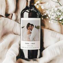 1-32pcs Custom Wine Labels, Waterproof Personalized Vinyl Photo Labels, Clear Printing, Perfect Label For Wedding, Anniversary, Bridal Shower, Engagement, Birthday, Ideals For Couples, Lovers, Friends, Wedding Gift, Customized Champagne Bottle Labels - Rectangle - View 6