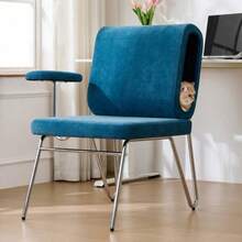 Office Chair With Integrated Cat Bed - Pet-Friendly Chair, Scratch-Resistant Material, Wide Seat, Interchangeable Armrests, Ergonomic Design, Cat Bed In The Backrest, Armchair - Blue - View 2