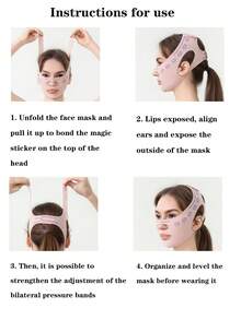 1pc Reusable V-Shaped Face Mask For Women - V-Line Lifting Strap To Lift Jawline, Low-Allergenic Beauty Device For Double Chin Reduction And Neck Lift, Smooth Design For Makeup - Baby Pink - View 5
