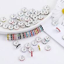 30/15/5pcs 12mm Sparkling Rhinestone Spacer Beads - Elegant Crafted Necklace & Bracelet, Round Rhinestone Wheel Spacer, Wavy Edged Rhinestone Spacer, DIY Rhinestone Jewelry Accessories - Multicolor - View 11