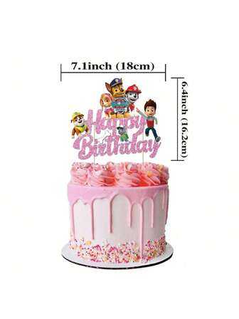 Tårtdekorationer med tecknad tema, lämpliga för barns födelsedagstårtor, cupcakes, födelsedagspresenter för pojkar och flickor