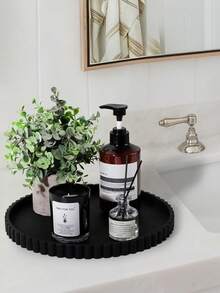 Dressing Table Jewelry And Accessories Display Tray - 12-Inch Lace-Trimmed Round Silicone Bathroom Tray, Suitable For Storing Cosmetics, Jewelry, Candles, Soap Dispensers, Modern Bathroom Decor, Coffee Table Decoration, Candle, Perfume, And Plant Display Tray.