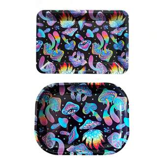 1/2 Stück Metall Zigarettenablage, robuste Metallablage, tragbares Design, Geschenk für Freunde und Familie (Magischer Pilz)