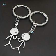 Cute Couple Keychains: Wooden Puppets With Iron Chain - Perfect Valentine's Gift For Him/Her, Durable Backpack Pendant