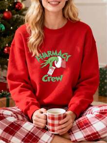 Camiseta con estampado del  Pharmacy Crew, sudadera para mujer, ideal para fiestas de Navidad, regalo para amantes de la Navidad, cómoda y cálida, diseño trendy, adecuada para uso diario y ocasiones festivas - Rojo - Ver 1