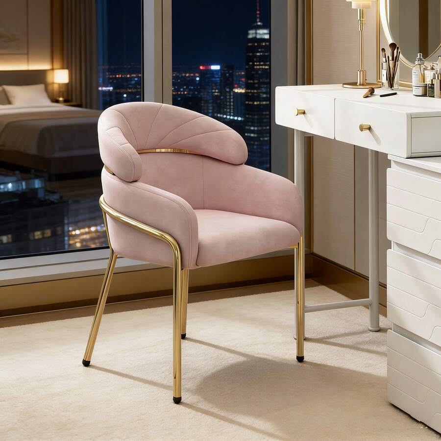 Vanity Stools - Pink + Velvet - View 1