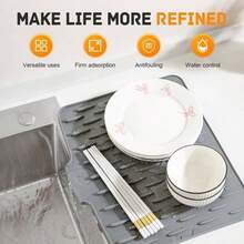 Alfombrilla de Silicona para Secar Cubiertos, Alfombrilla Antideslizante para el Desage del Fregadero de la Cocina, Alfombrilla Impermeable para Secar Resistente al Calor Blanquecino, 40x 33.5 - Blanquecino + 40 x 33.5 cm - Ver 3