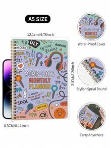 BUBU A5 2026-2027 年月度计划本，简约月历，带日期视图和笔记栏，适合学生、教师和办公使用，返校用品 - 彩色 - 查看 7