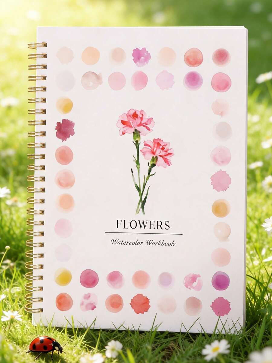 6.5x9英寸水彩画练习册，适合初学者，包含12幅循序渐进的绘画指导图及草图，平摊装订，120磅纸张，是送给艺术家的完美礼物，页面带有易撕线。 - A - 查看 1