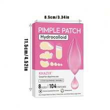 104片祛痘贴，疤痕遮盖贴，多种尺寸，无香精，温和不刺激，水胶体材质，不含酒精，亲肤