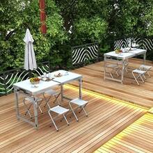 White Folding Table,Lightweight Portable Compact Metal Camp Table,Adjustable Height With Carrying Handle Suitable For Camping, Tailgating, Grilling, Hunting, Outdoor Dining And Fishing,Gift For Boyfriend,Husband And Parents. - White - View 3