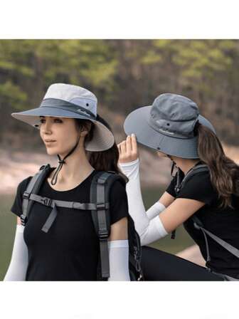 1 Peça Chapéu de Balde com Proteção Solar e Buraco para Rabo de Cavalo Bordado Feminino, Chapéu de Balde para Pesca, Caminhada e Proteção Solar Ao Ar Livre, Moda Verão com Proteção Solar