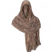 Dune Desert Hooded Scarf, Medieval Renaissance Hooded Scarf, Post-Apocalyptic Hooded Cloak With Viking Brooch, Women's Scarves, Headscarves, Shawls, Unisex. - Màu tím - Xem 5