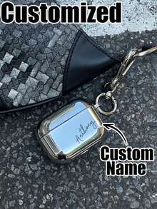 1pc Customized Electroplated Silver Earphone Case, Personalized Halloween Theme Design, Small Ghost, Fashionable Halloween Item