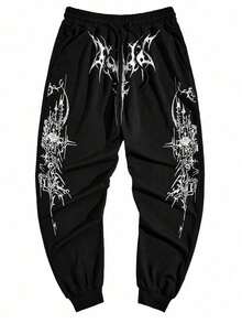 Y2K Gothic Sweatpants Oversized Graphics Printing Hoodies Drawstring Casual Sweatpants With Pockets Suitable For Everyday Casual Wear - màu đen - Xem 6