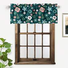 1件花卉图案窗帘幔，杆袋式短窗帘，适用于厨房、浴室、卧室等家居装饰 - 綠色 - 查看 5