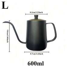 1 件不锈钢细口咖啡壶带盖黑色长口手冲咖啡壶，挂耳式设计，非常适合露营、家用和咖啡分享，便携式冲泡工具，非常适合精准咖啡冲泡和特色冲泡，重返校园 - 彩色 - 查看 9