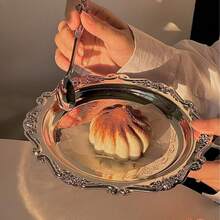 1pc/4pcs Set Gold/Silver Trays, Beautifully Carved Edges And Glossy Gold Finish, Rust-Resistant And Scratch-Resistant, Long-Lasting Shine, Durable, Ideal For Serving Desserts, Fruits, Snacks, Elevating Dining Table Decor, Afternoon Tea Or Wedding Settings, Also Suitable For Jewelry, Cosmetics And Small Items Storage, Vanity Organizer Or Decorative Accents, Suitable For Outdoor Gatherings. - Multicolor - View 9