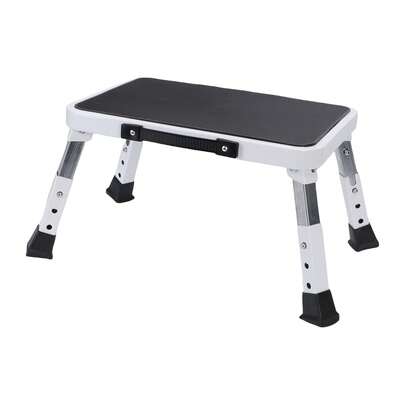 Taburete portátil plegable de un solo paso con plataforma antideslizante y patas de goma para tareas domésticas y reparaciones.