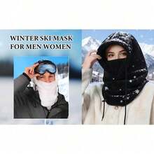 Winter Balaclava Hat With Faux Fur Lining - Warm Full Face Hood+Earmuffs+Neck Circumference, Stylish Ski Mask, Suitable For Skiing, Snowboarding, And Outdoor Activities In Cold Weather - 粉色 - 查看 5