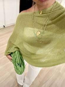 Áo khoác len cardigan dáng rộng thanh lịch và thời trang dành cho nữ, dáng rộng, nhẹ, rất thời trang, phù hợp mặc hàng ngày vào mùa xuân/hè, du lịch thường ngày, đi biển với nhiều phong cách khác nhau - màu xanh lá - Xem 4