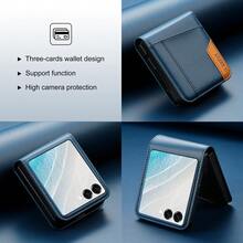 Ốp lưng kiêm ví da giả chống RFID tương thích với Samsung Galaxy Z 7FE 6 5 4 3 5G A, có ngăn đựng thẻ và chân đế, kiểu dáng gập mở, dùng để đựng điện thoại. - Màu xanh lam - Xem 5