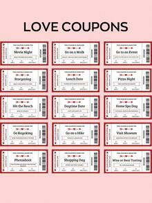 Valentine's Day Couple Discount Coupons And Stamps,Anniversary Gift, Love Vouchers,Boyfriend Coupon Book Boyfriend Valentine's Day Gift Coupon Book Birthday Anniversary Coupon Birthday Gift,Valentine's Day Gifts - Multicolor - View 3